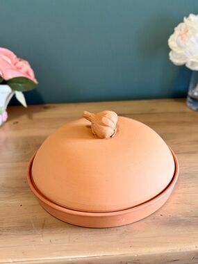 Terra Cotta Garlic Baker Roaster w Lid Made in Italy Boston Warehouse